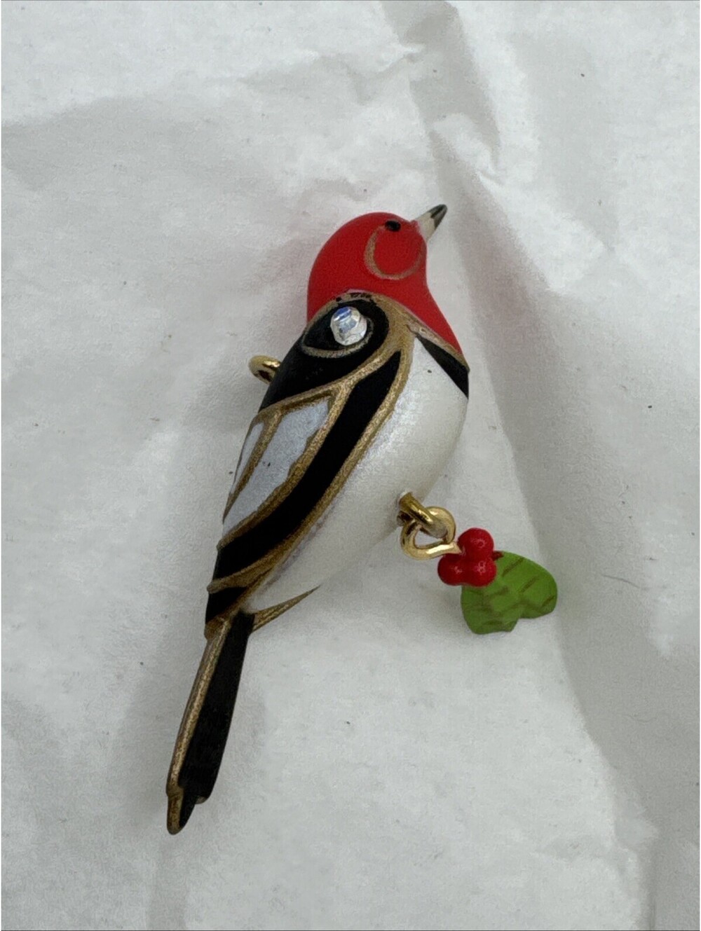 2013 Hallmark MINIATURE Red Headed Woodpecker Ornament 5th Beauty of Birds New - Picture 3 of 8